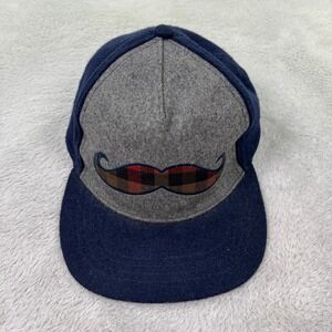 Mens Target Hat Cap Gray Blue Mustache Wool Blend Adjustable Hipster Costume EUC